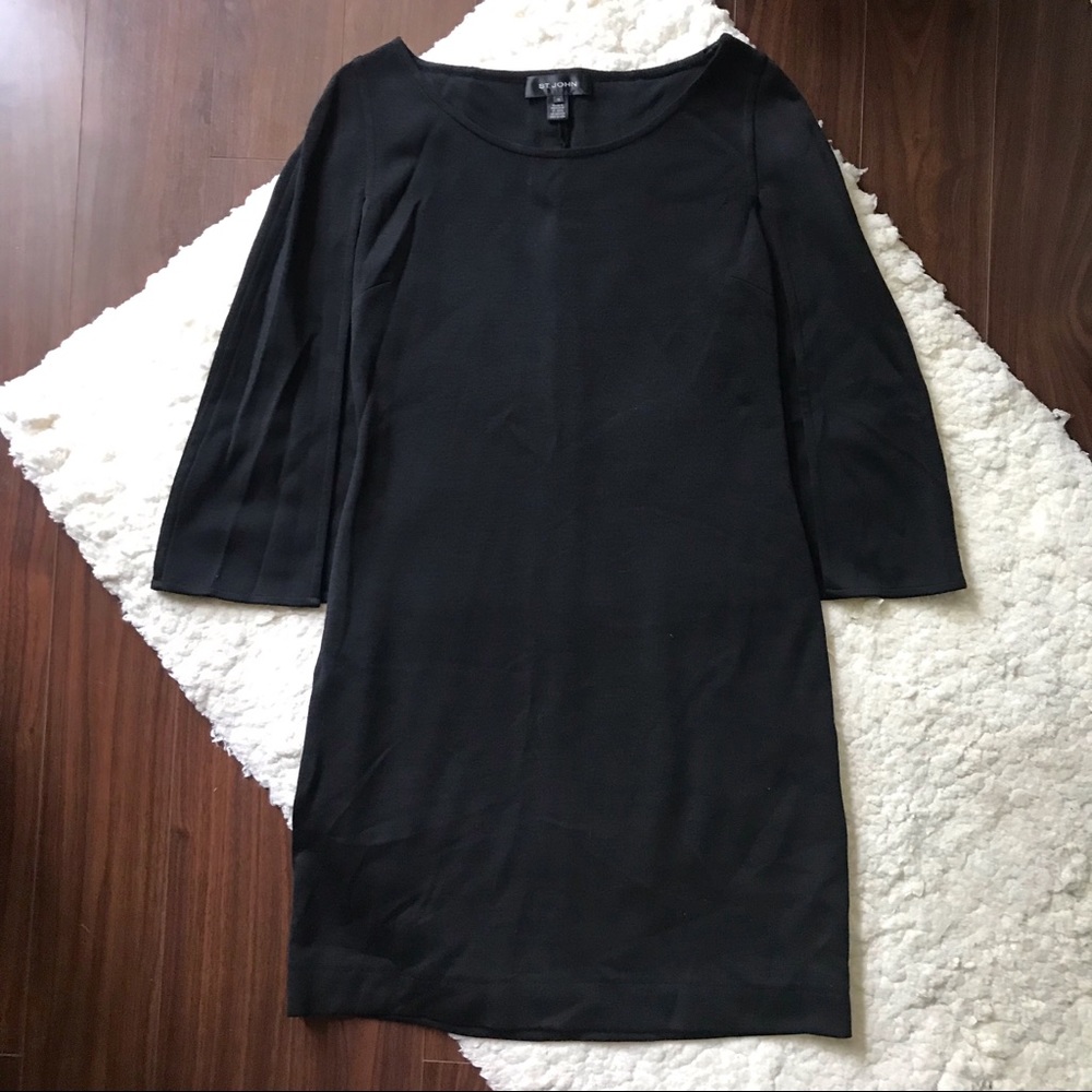 St John Black Knit Cape Dress